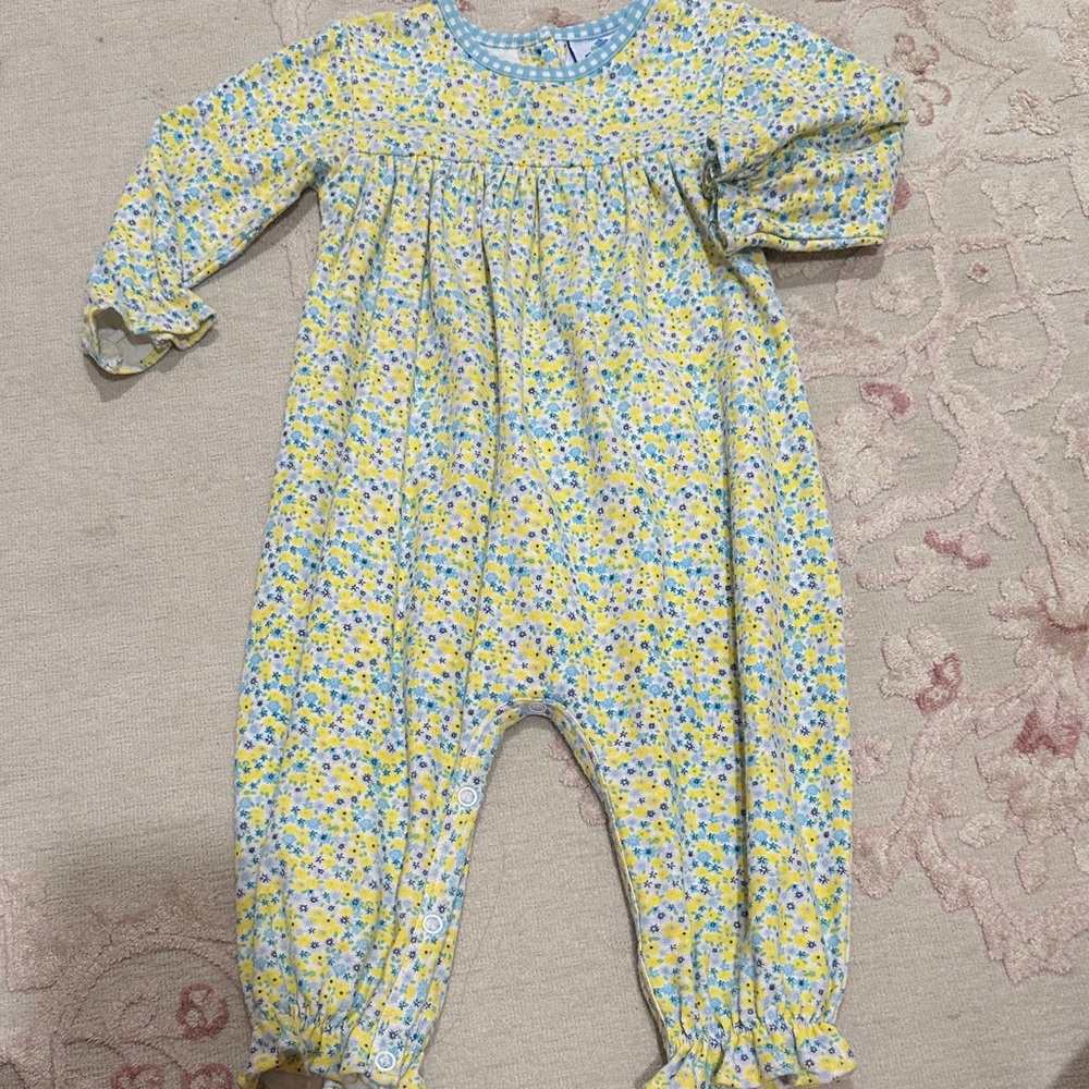 Floral Kids One Piece - Yellow and Blue - Eyelet and Ivy